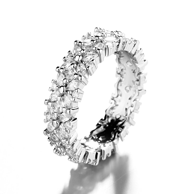 Sterling Silver Marquise-Cut Flower Ring With crystals from Swarovski