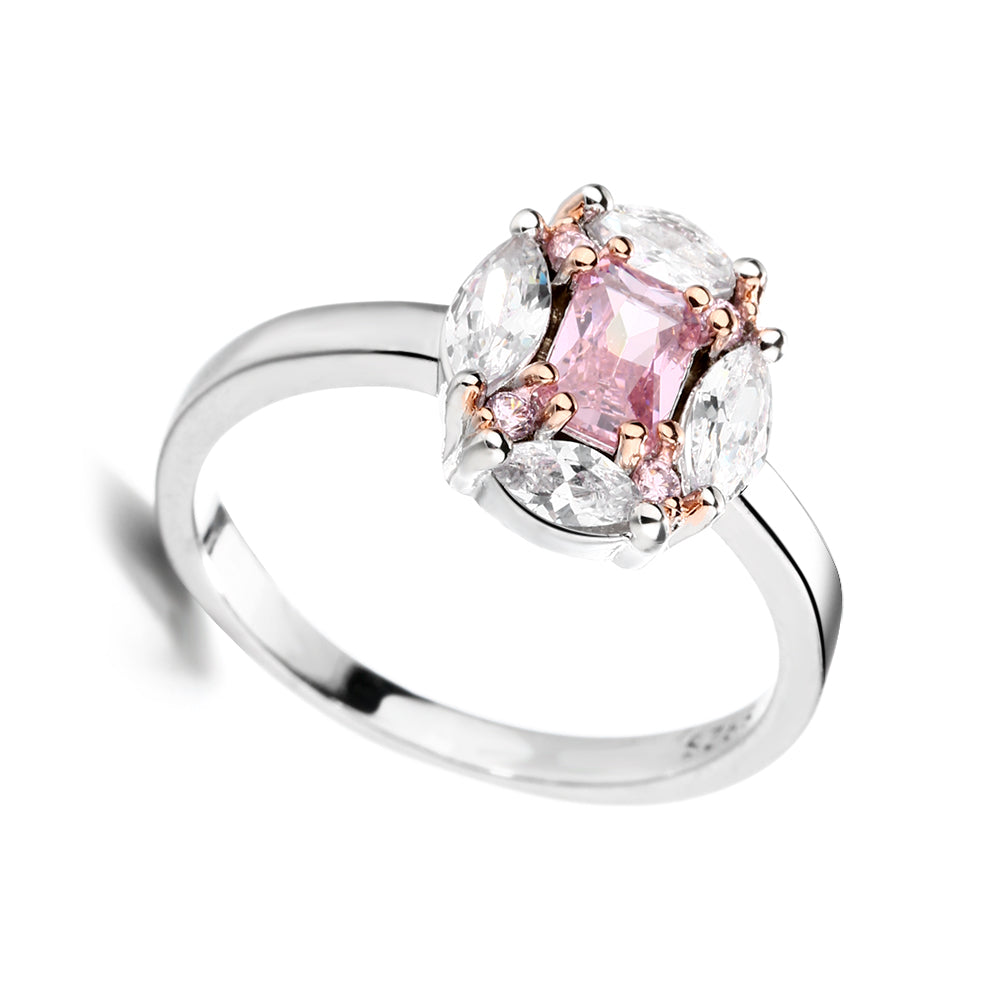Sterling Silver Bubble Gum Pink Sapphire Engagement Ring