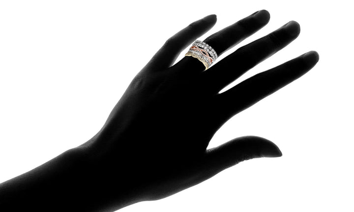 14K Gold Five-Piece Stack Pavé Band Set with Crystals