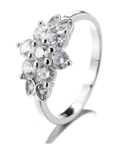 Silver-Tone Flower Ring with crystals from Swarovski