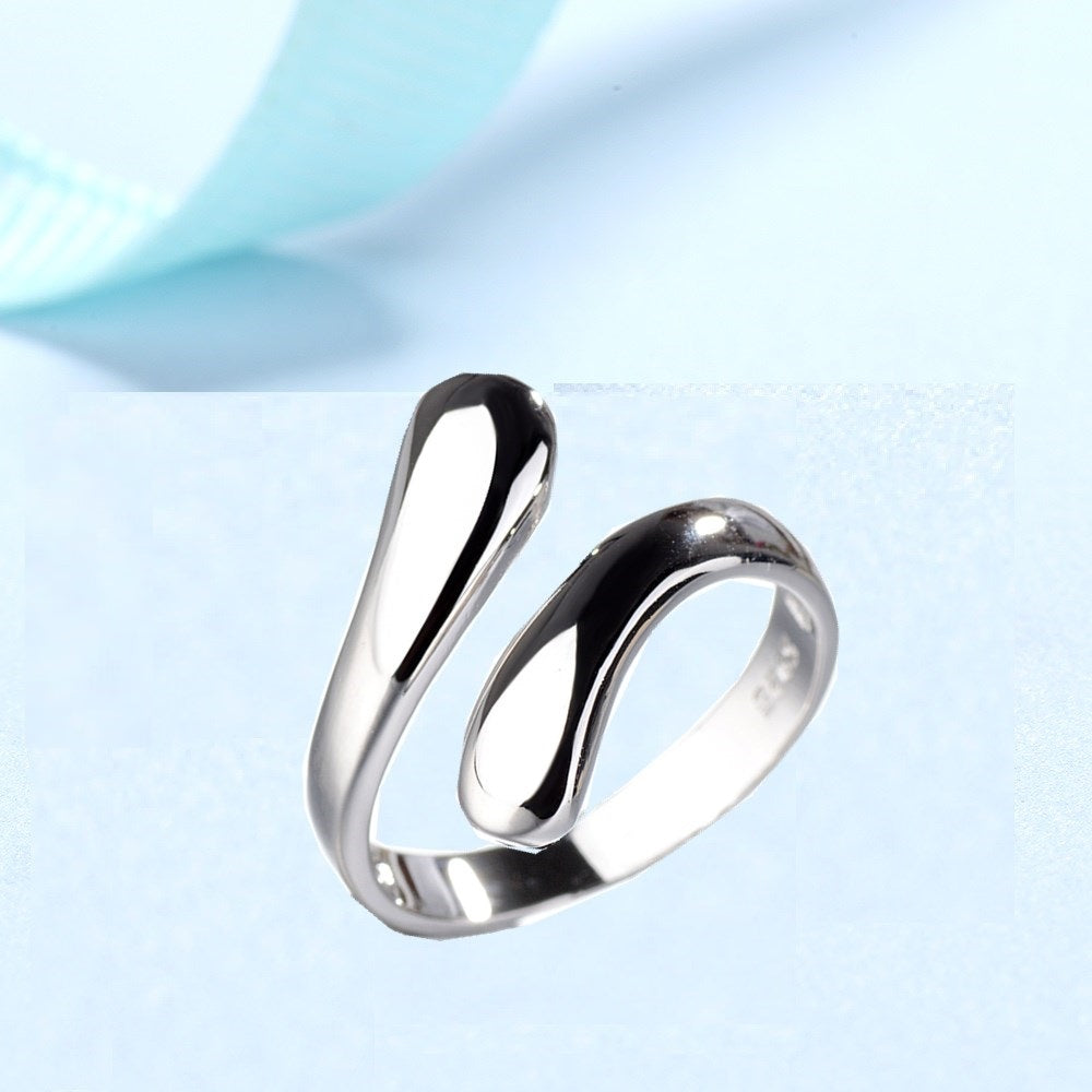 Sterling Silver Water Drop Adjustable Ring