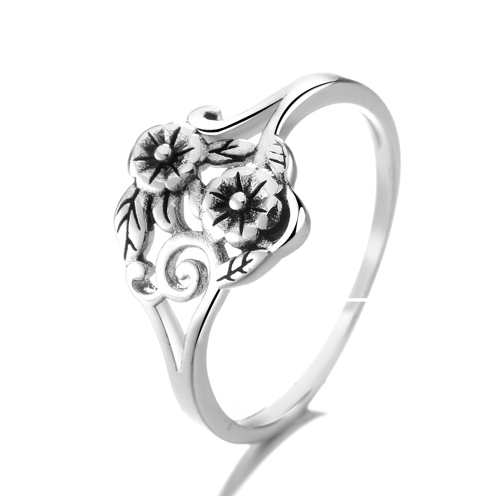 Sterling Silver Adjustable Artisan Wild Flower Ring