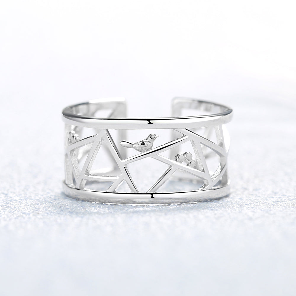 14K Two-Tone Bird Winding Branch Ring