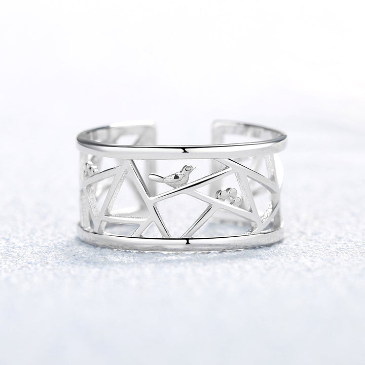 14K Two-Tone Bird Winding Branch Ring