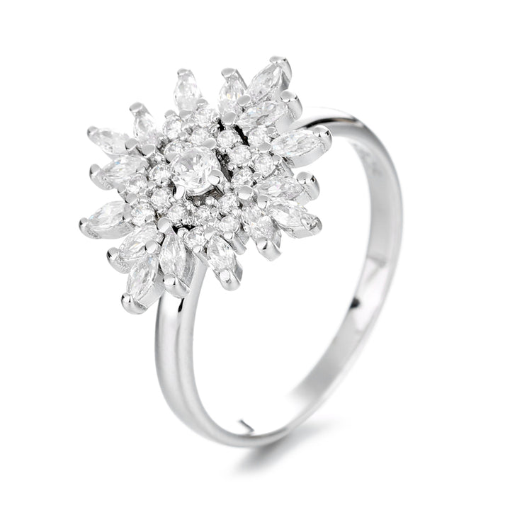 Sterling Silver Sunburst Marquise Ring With Swarovski Crystals