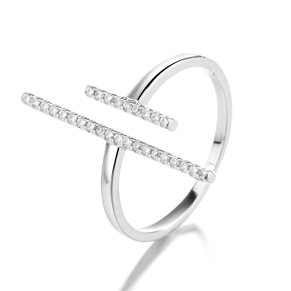 Sterling Silver Minimilast Swarovski Crystal Vertical Bar Ring