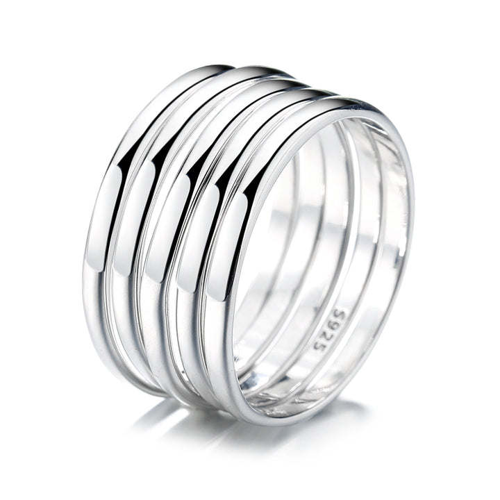 Sterling Silver High Polished Bands (Set of 5)