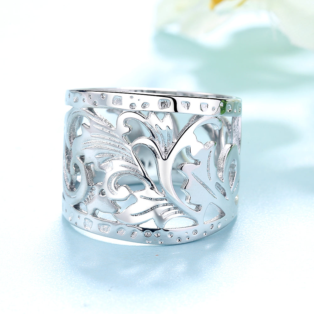 Sterling Silver Hammered Wild Flower Ring