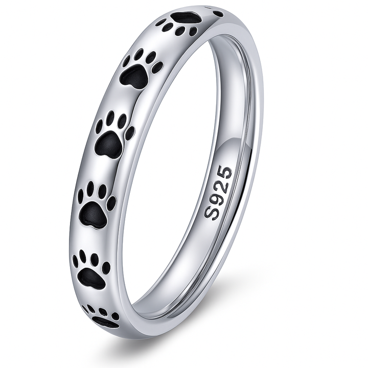 Amy and Annette Sterling Silver Paw Print Band