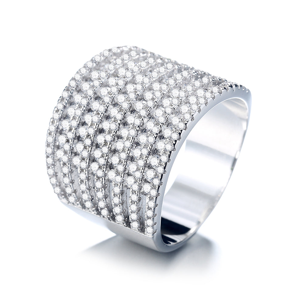 Silver-Tone Banded Ring with crystals from Swarovski