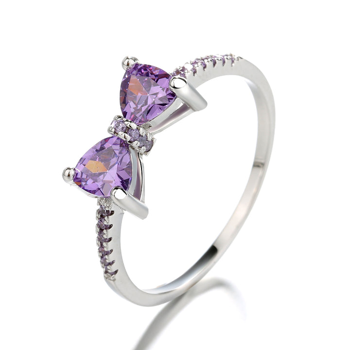 Sterling Silver Amethyst Bow Ring