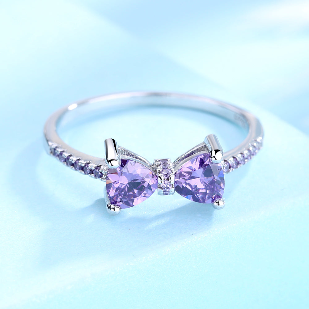 Sterling Silver Amethyst Bow Ring