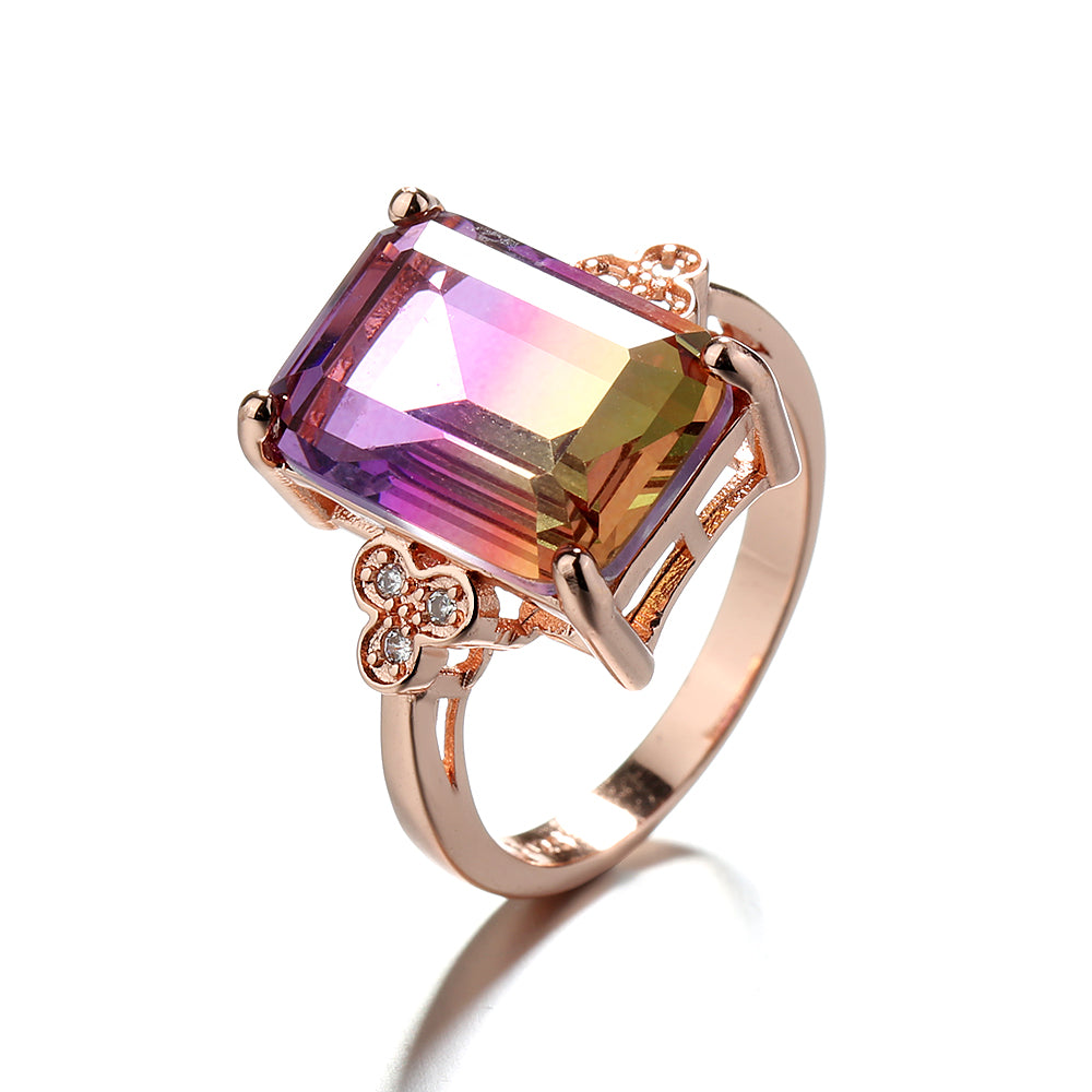 Purple and Yellow Bi Colored Ametrine 18k Rose Gold Ring