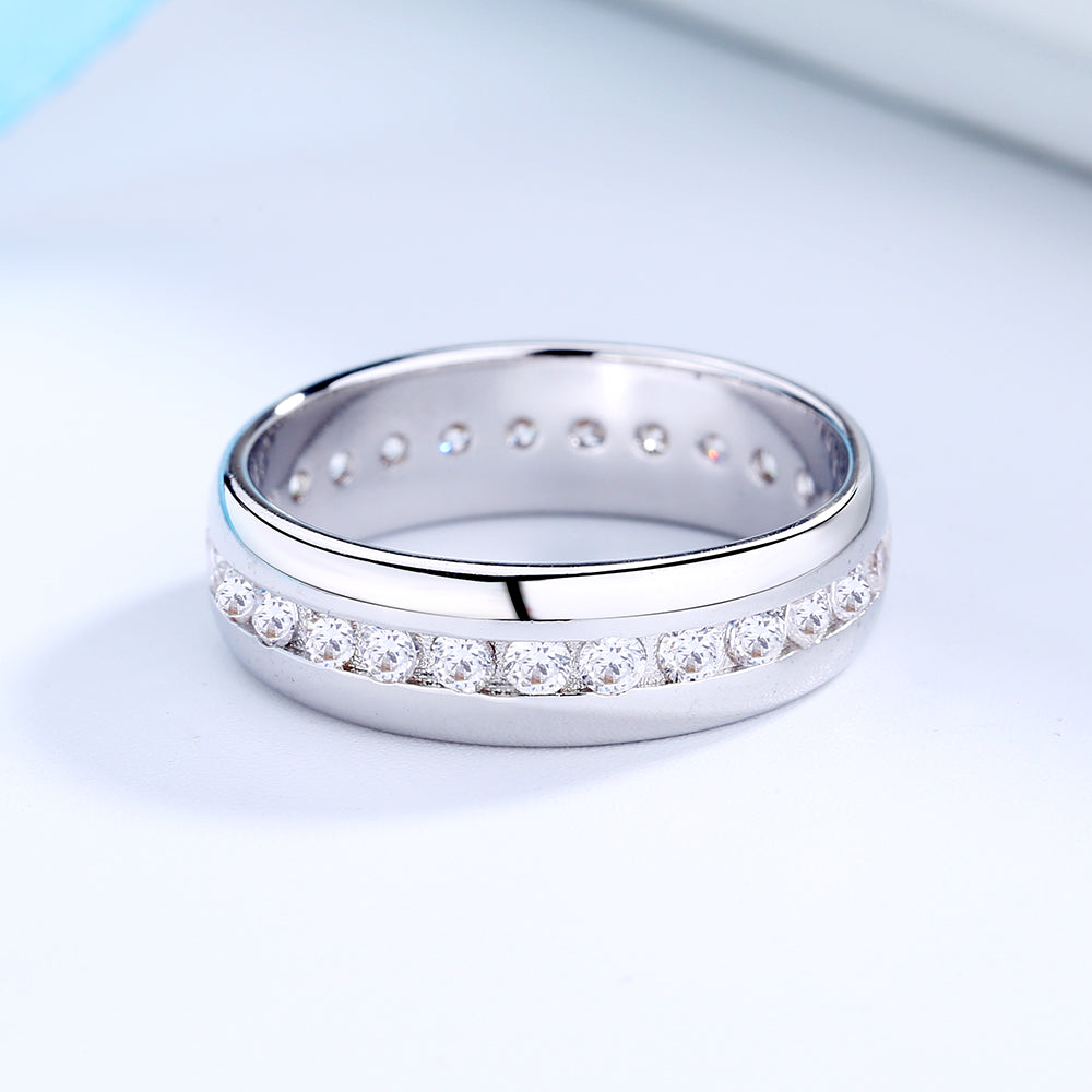 14K White Gold Channel Band with crystals from Swarovski