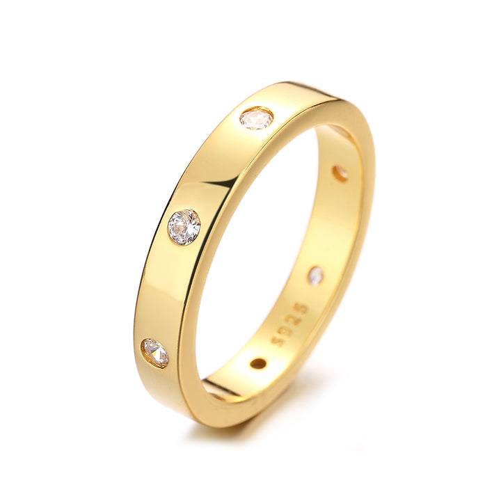 14K Gold thick Band Ring with crystals from Swarovski