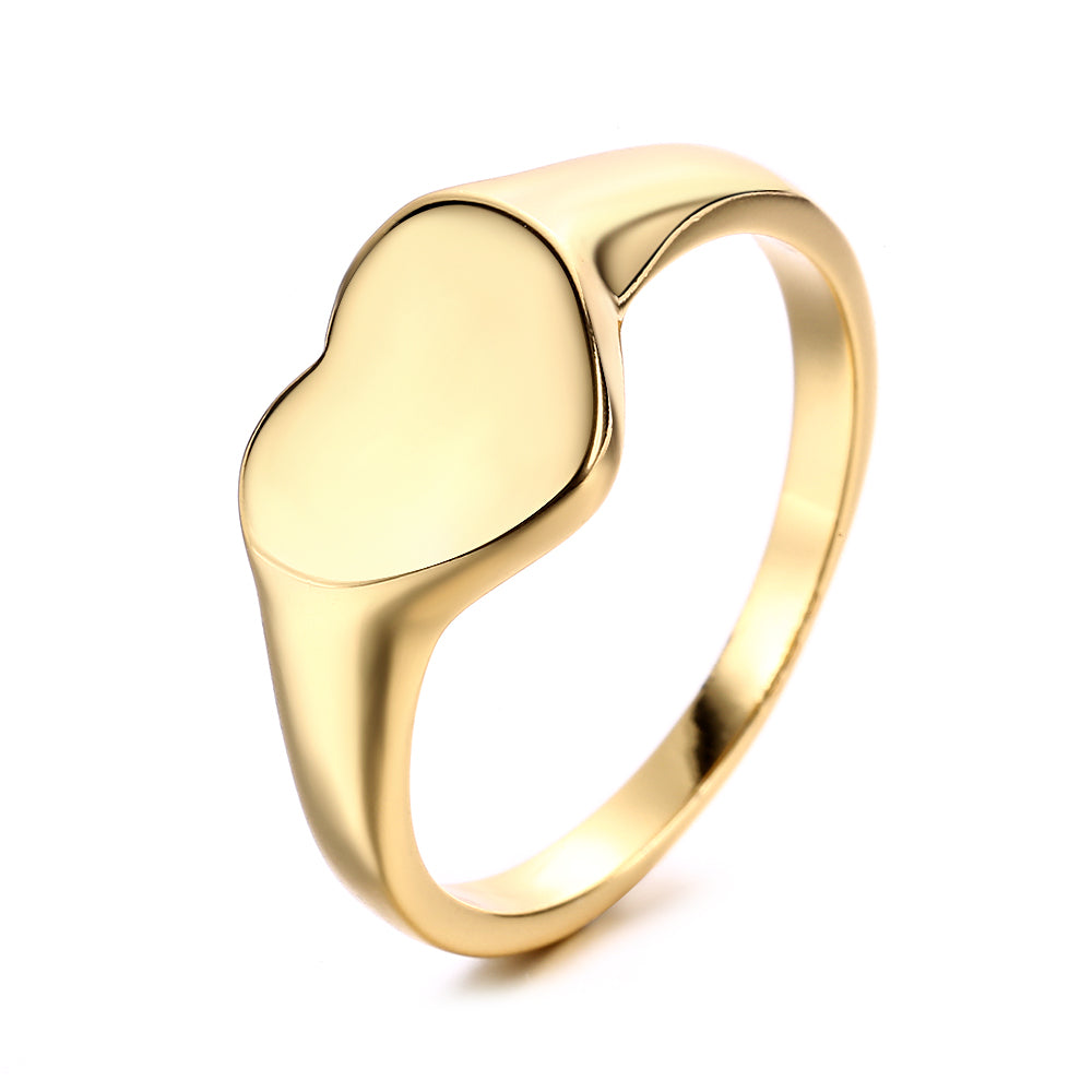 14K Gold Signet Heart Ring