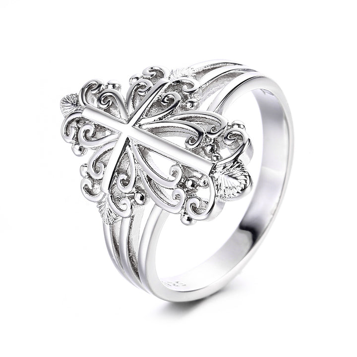 Sterling Silver Filigree Cross Ring