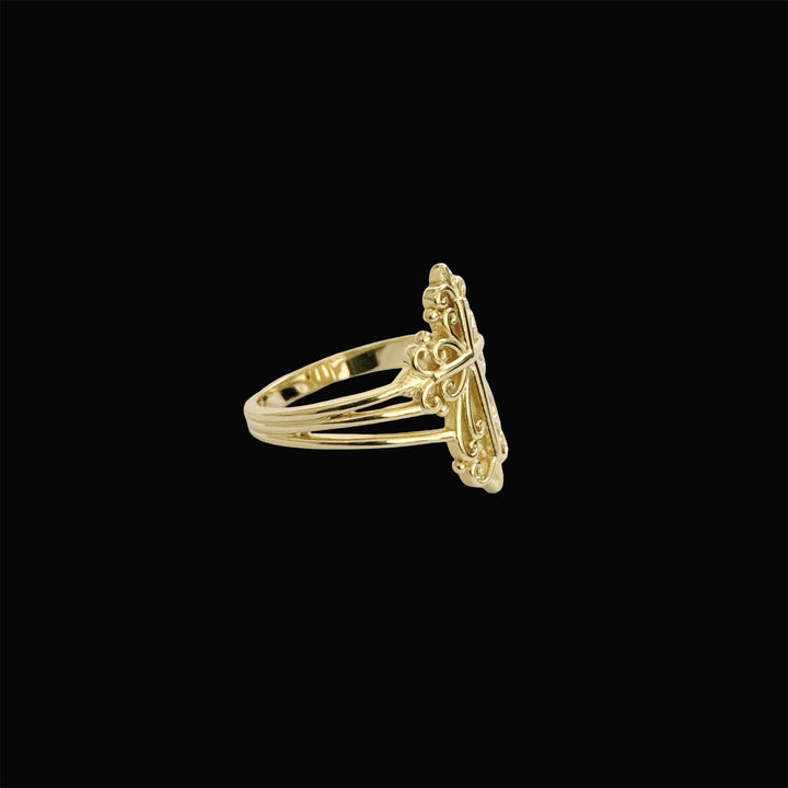 14K Gold Filigree Cross Ring