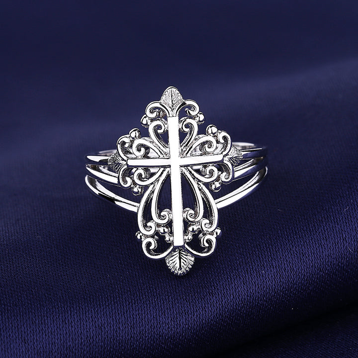 Sterling Silver Filigree Cross Ring