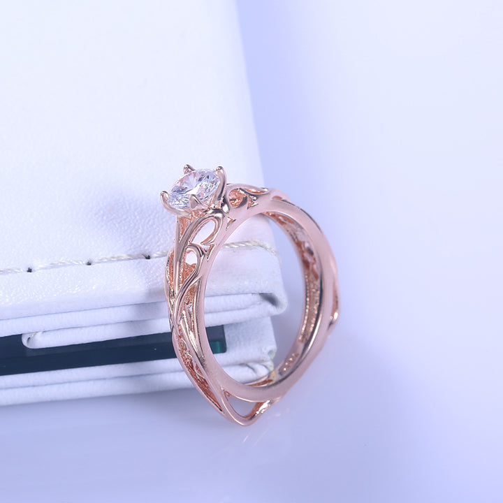 14k Rose Gold Filigree Engagement Ring with crystals from Swarovski