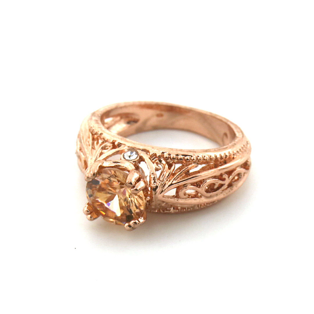 14k Rose Gold Filigree Engagement Champagne Ring