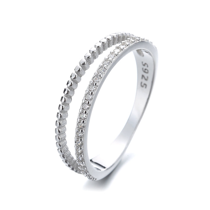 Sterling Silver Two Row Twist Ring with crystals from Swarovski