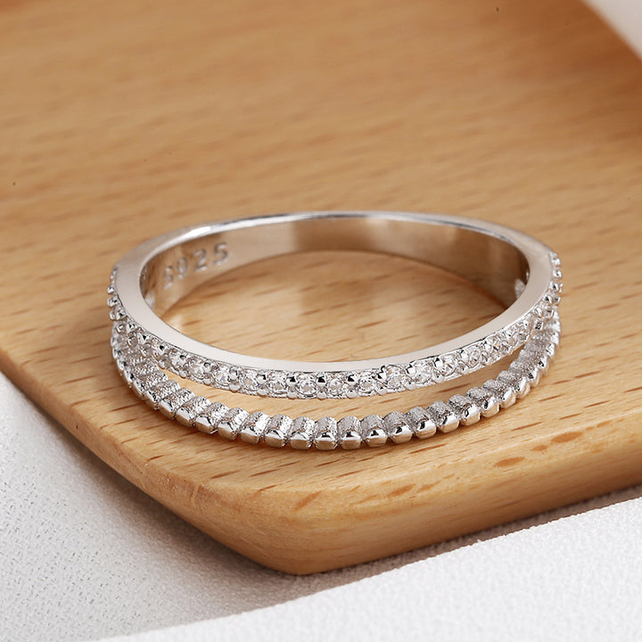 Sterling Silver Two Row Twist Ring with crystals from Swarovski