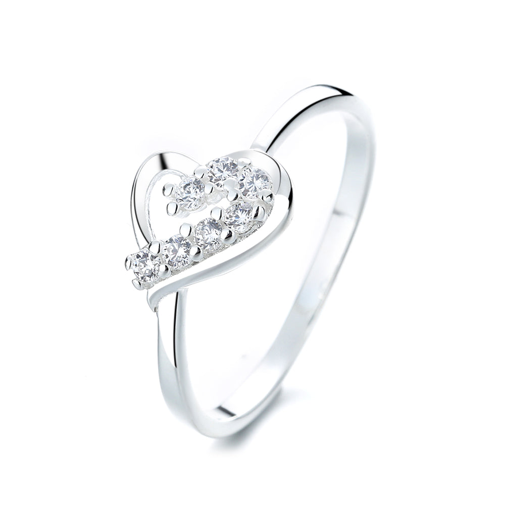 Sterling Silver Heart Ring with Genuine Crystals