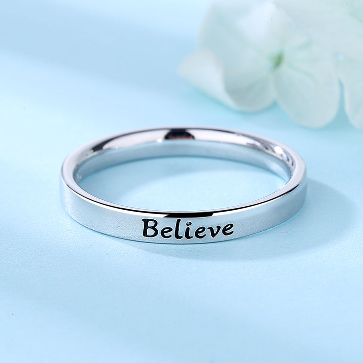 Sterling Silver 'Believe' Band Ring