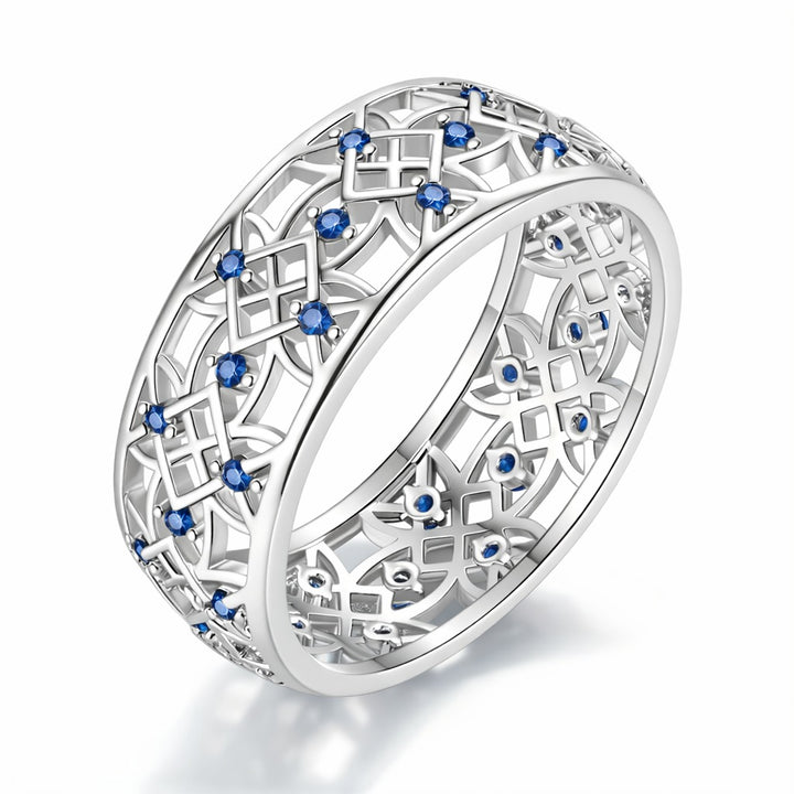 Amy and Annette Sterling Silver Sapphire Filigree Band Ring