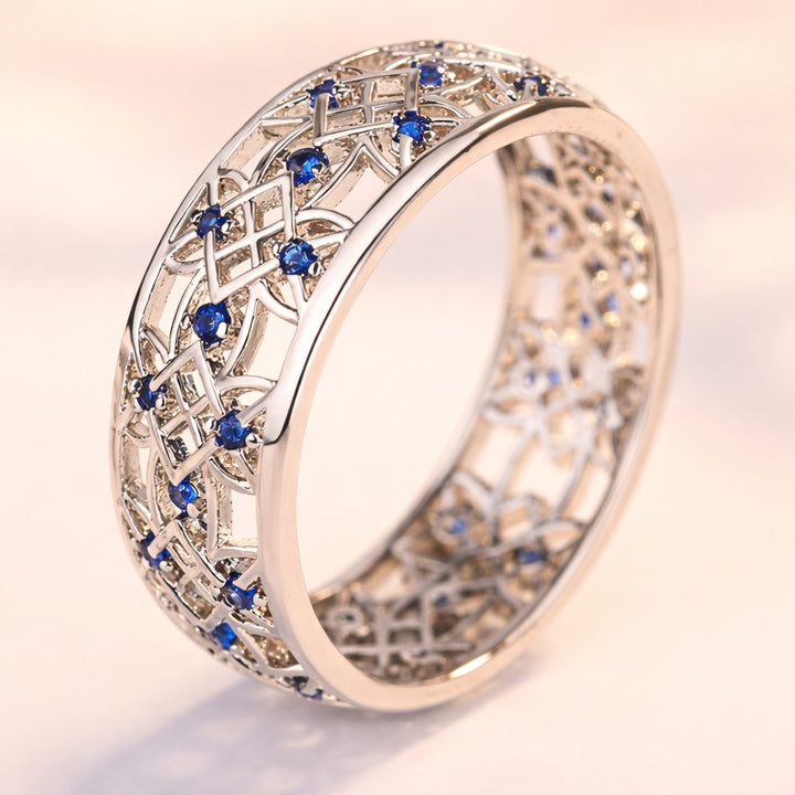 Amy and Annette Sterling Silver Sapphire Filigree Band Ring