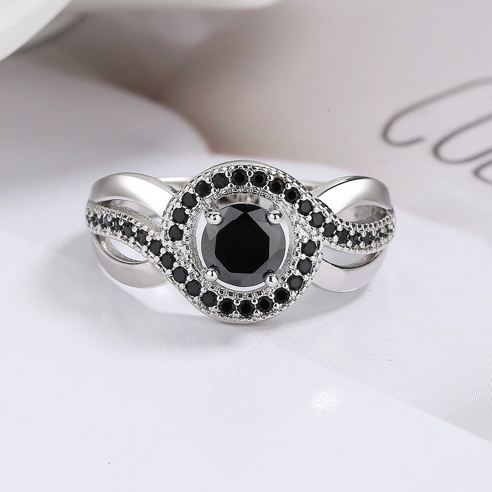 14K White Gold Black Marcasite Ring