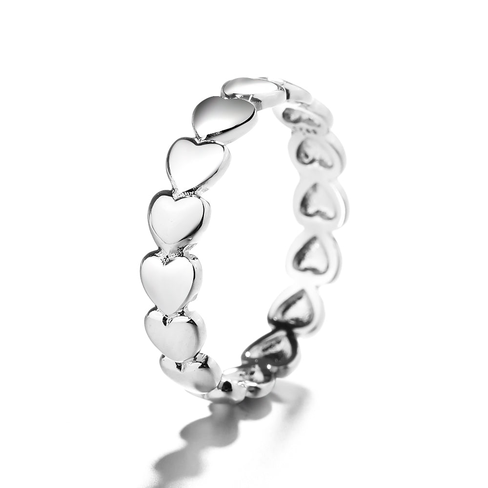 Sterling Silver Heart Band Rings