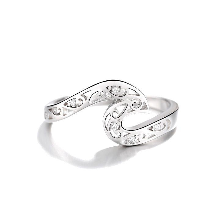 Sterling Silver and Crystal Tidal Wave Ring