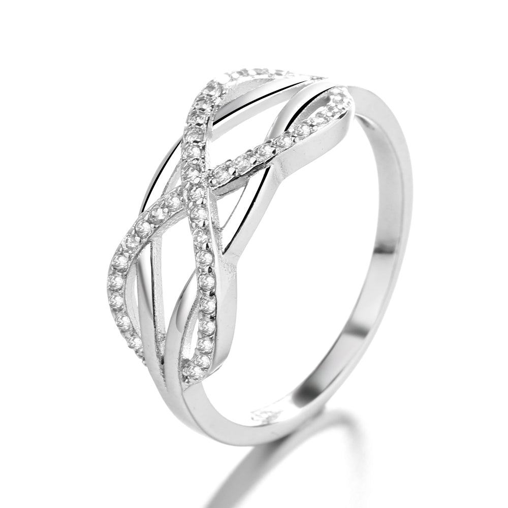 Sterling Silver Intertwined Ring With SwarovskiÂ® Crystals