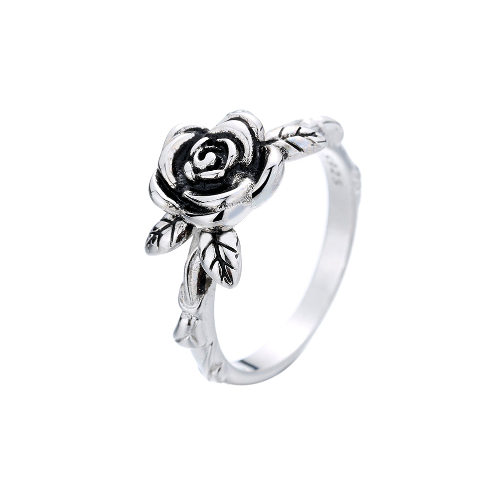 Sterling Silver Oxidized Artisan Rose Ring