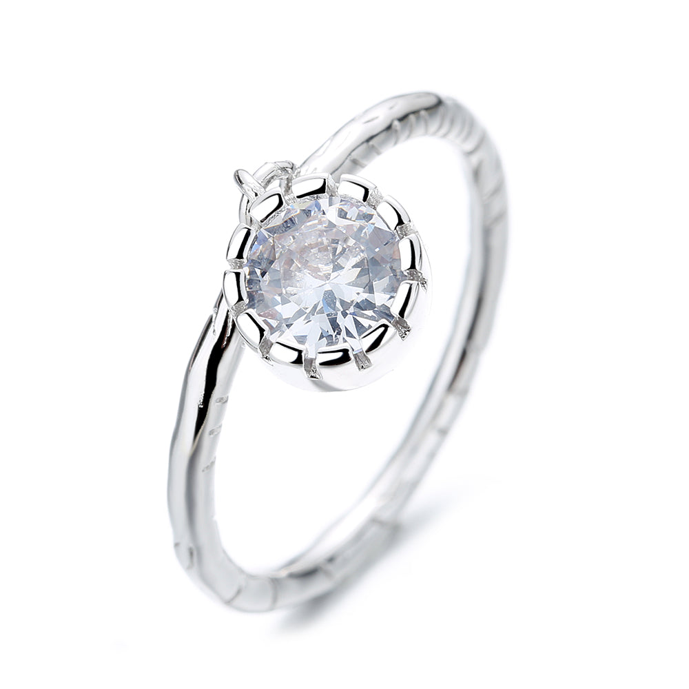Sterling Silver Hammered Drop Swarovski Crystal Ring