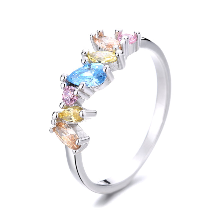 Sterling Silver and Pastel Multi-Cut Ring With crystals from Swarovski