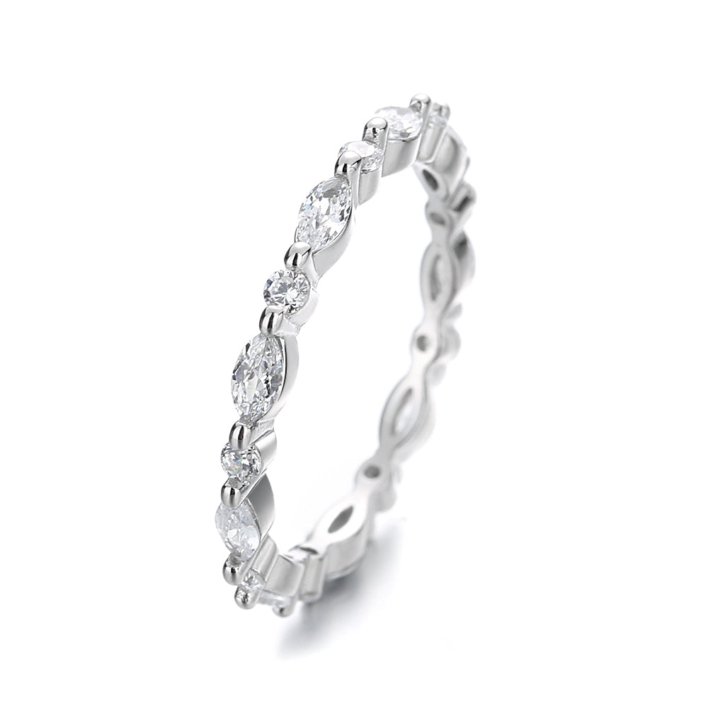 Sterling Silver Stackable Miliigrain rings with Swarovski