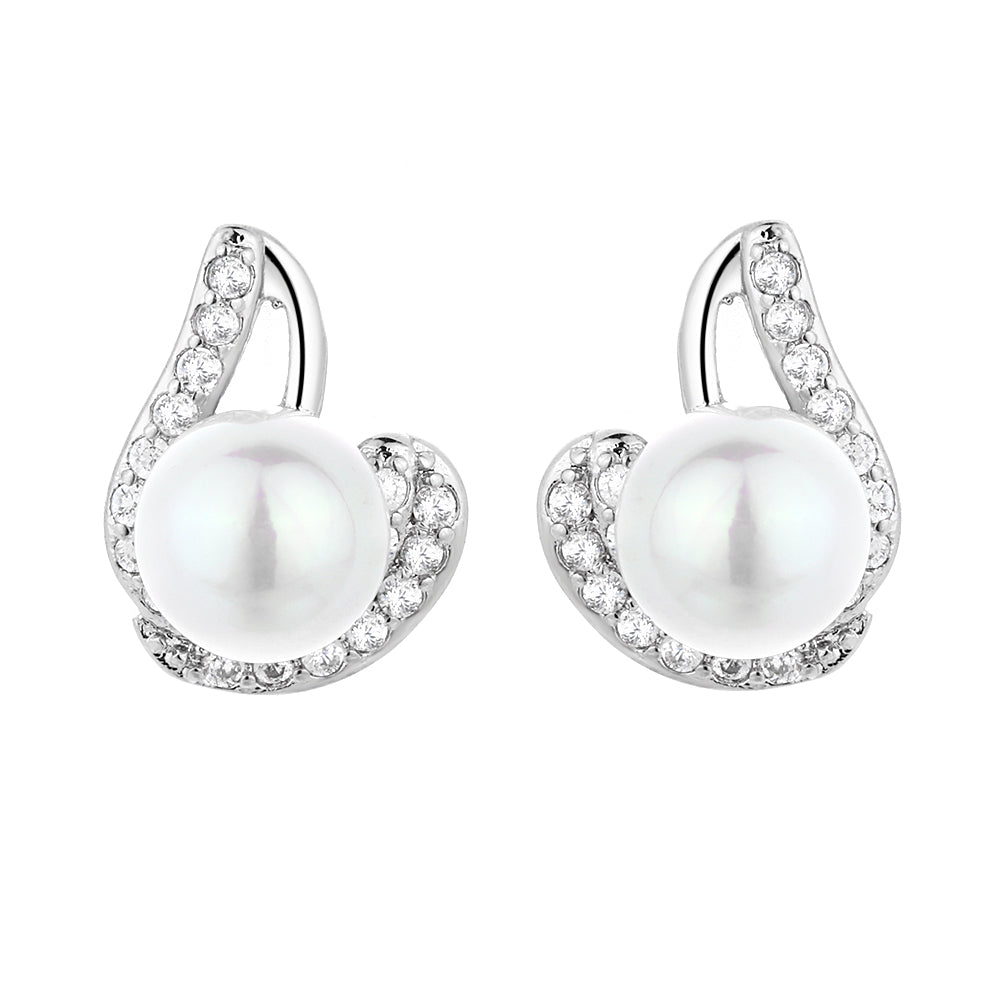 Sterling Silver J Halo Cultured Pearl and White Topaz (4-Piece Set)