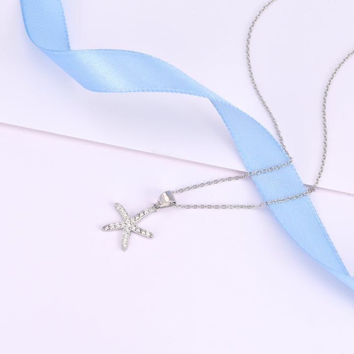 Preciosa Crystal & Sterling Silver Starfish Pendant Necklace