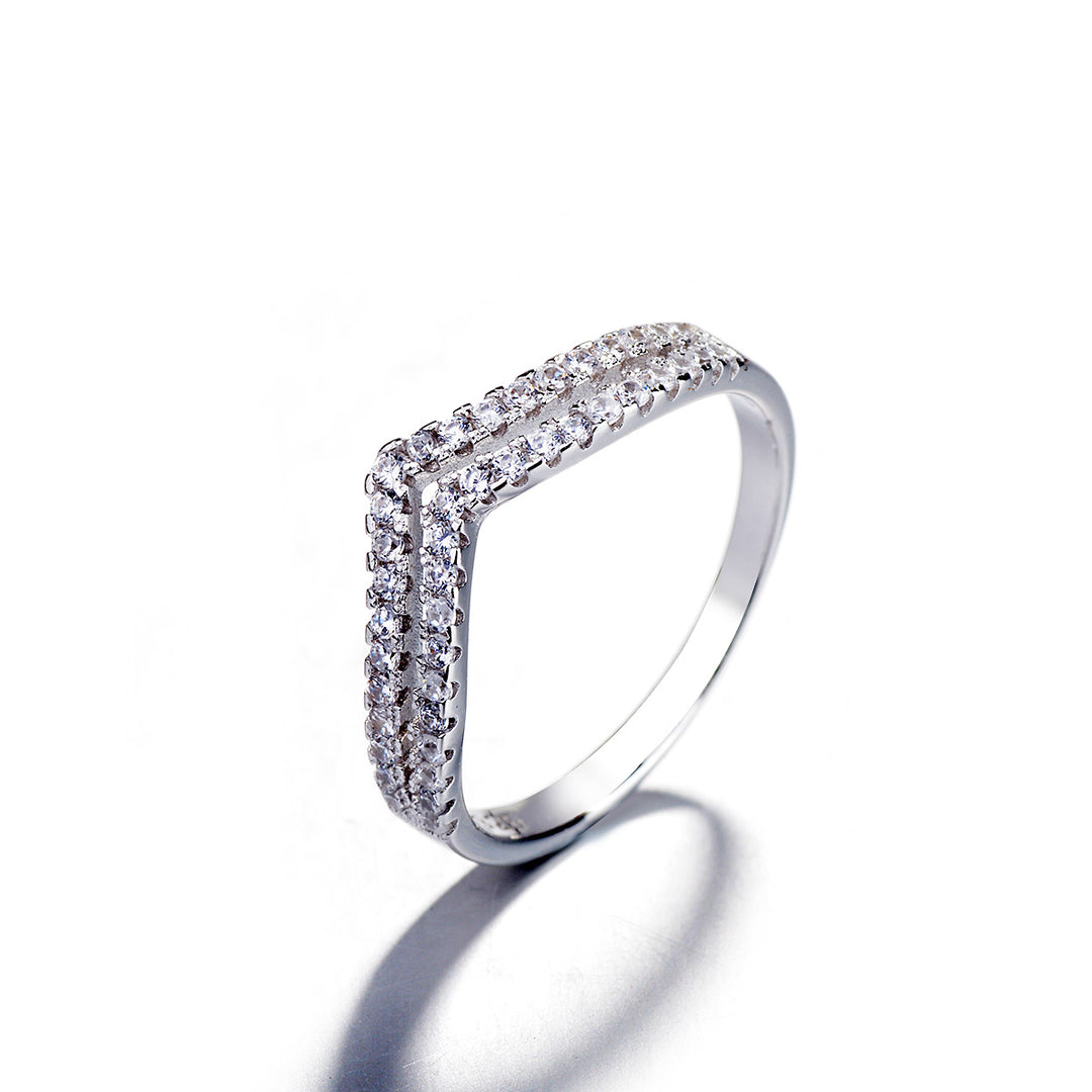 Sterling Silver Minimalist Ring with Genuine Crystals