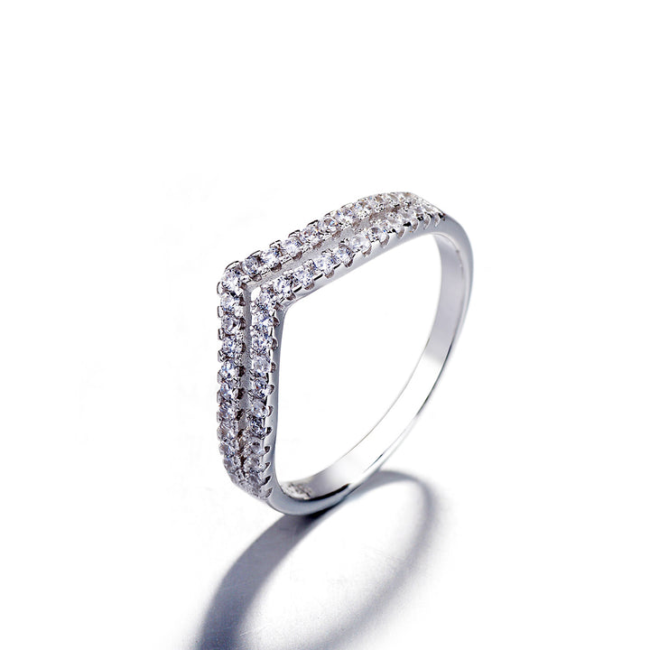 Sterling Silver Minimalist Ring with Genuine Crystals