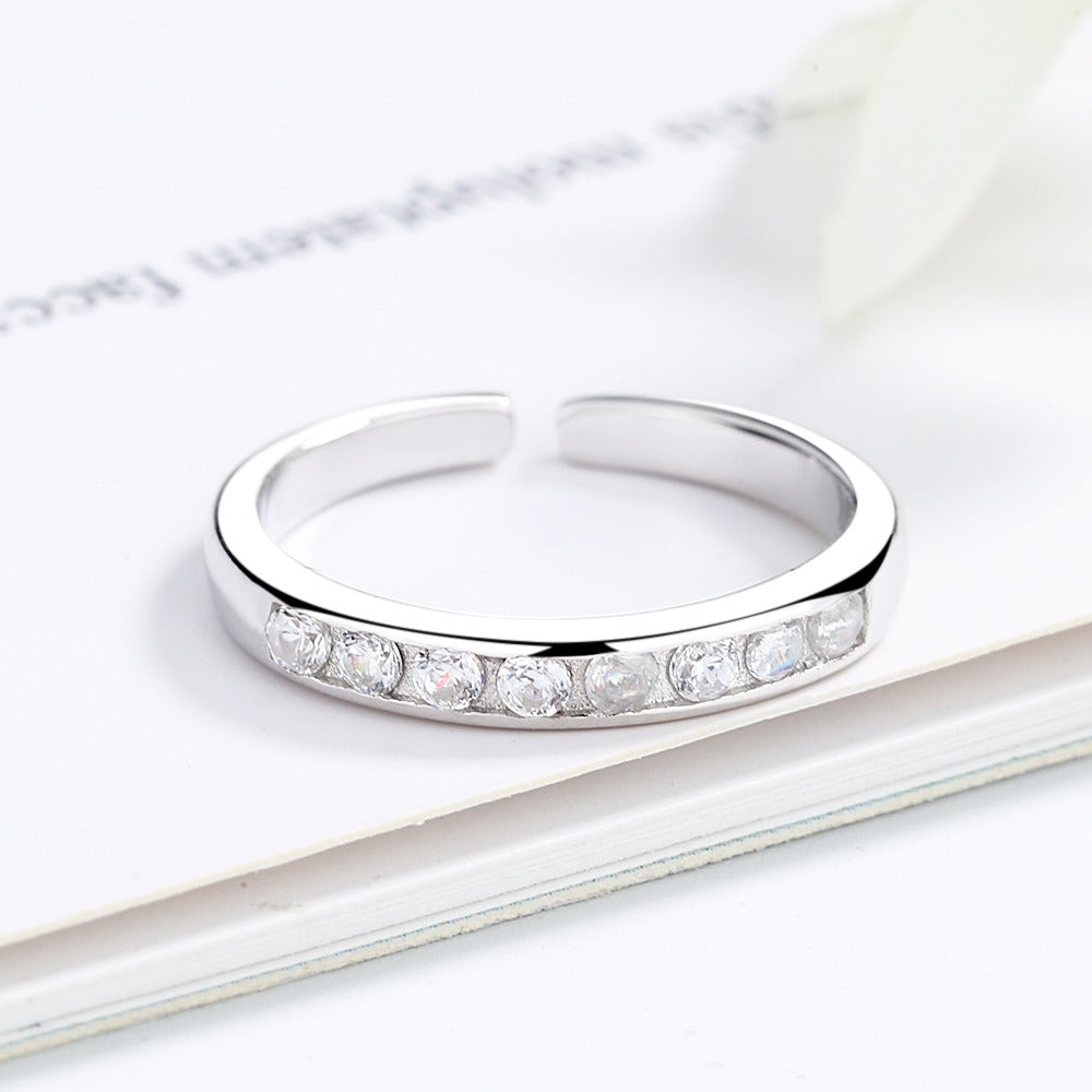 Sterling Silver Channel-Set Toe Ring with crystals