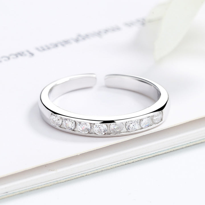 Sterling Silver Channel-Set Toe Ring with crystals