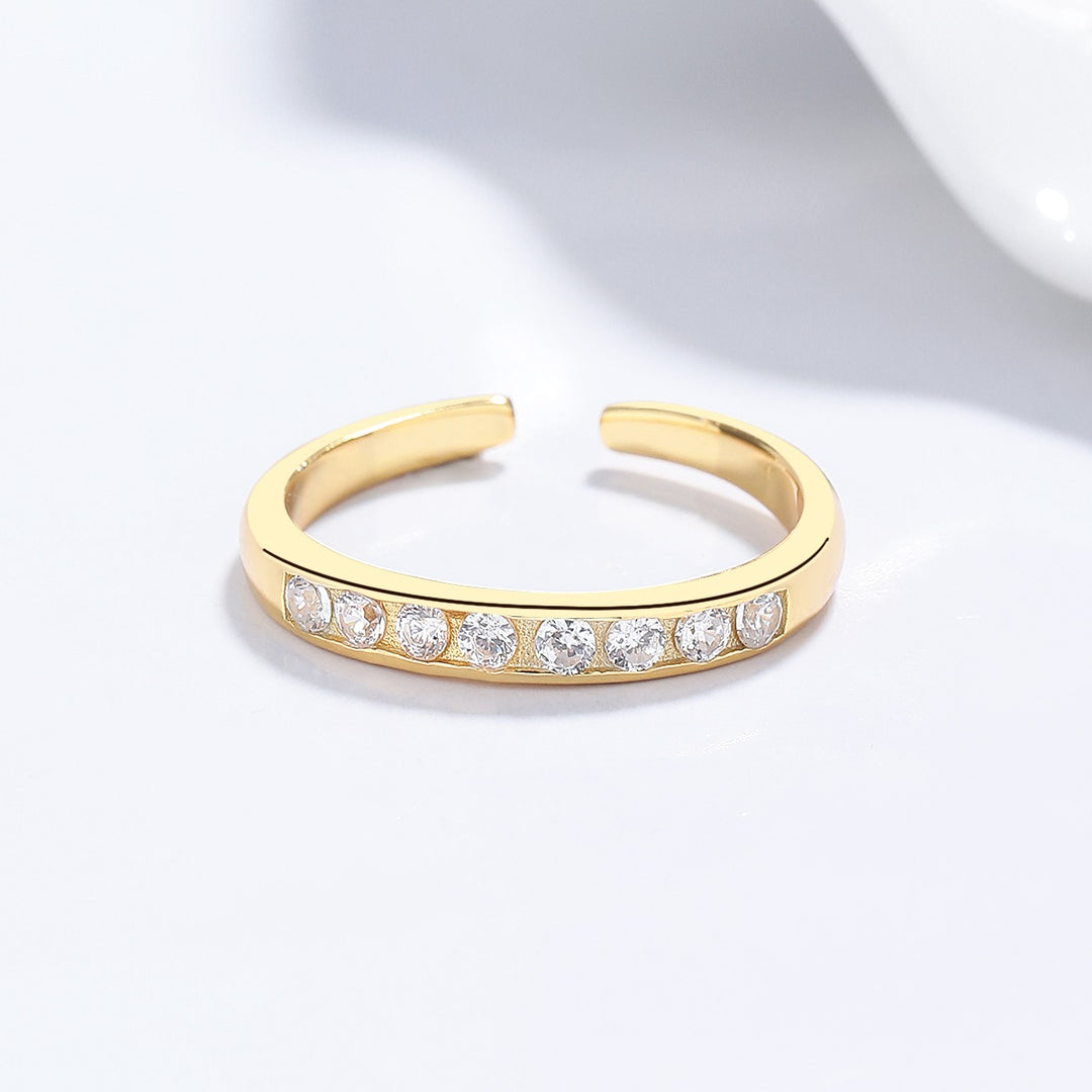 Sterling Silver Channel-Set Toe Ring with crystals