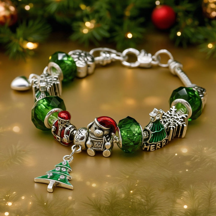 Murano and Simulated Diamond Christmas Bracelet