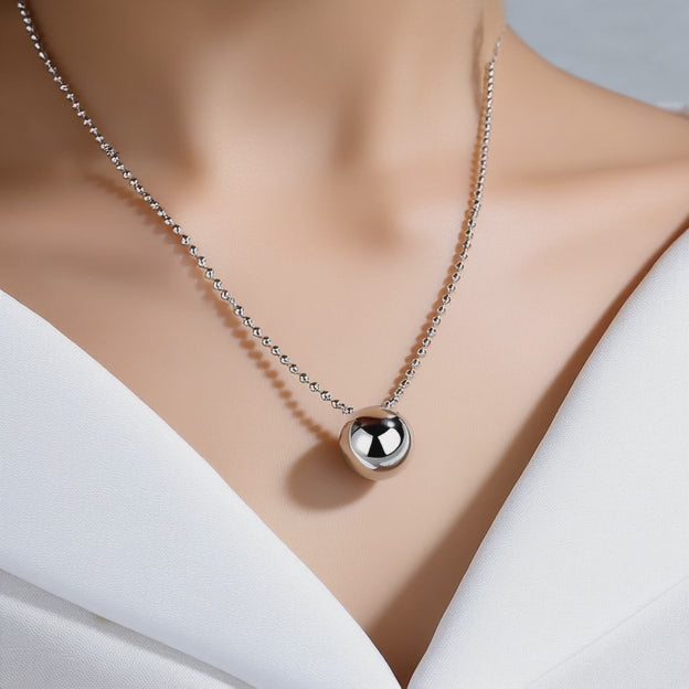 14K Gold and White Gold Ball Bead Pendant Necklace