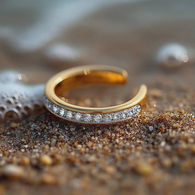 Sterling Silver Channel-Set Toe Ring with crystals