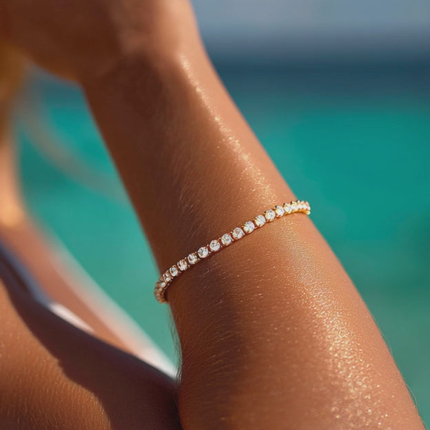 Amy and Annette 14K Gold Adjustable Tennis Bracelet with Simulated Diamonds